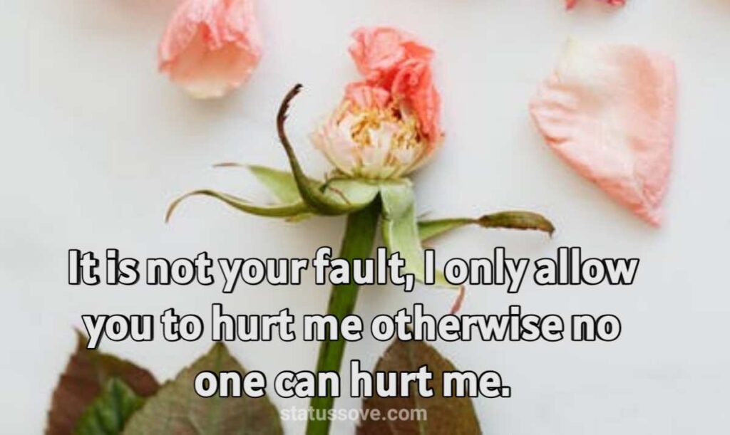 It is not your fault, I only allow you to hurt me otherwise no one can hurt me