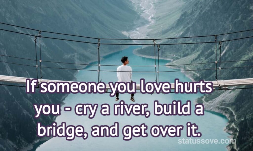 If someone you love hurts you - cry a river, build a bridge, and get over it.
