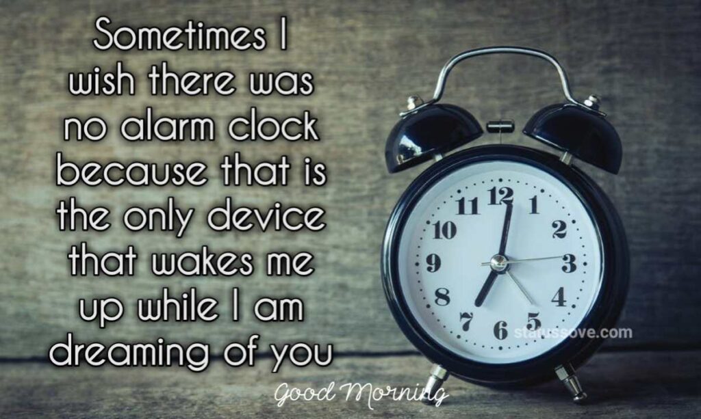 Sometimes I wish there was no alarm clock because that is the only device that wakes me up while I am dreaming of you.