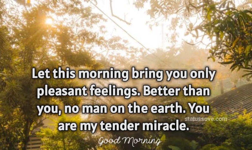 Let this morning bring you only pleasant feelings. Better than you, no man on the earth. You are my tender miracle. 
