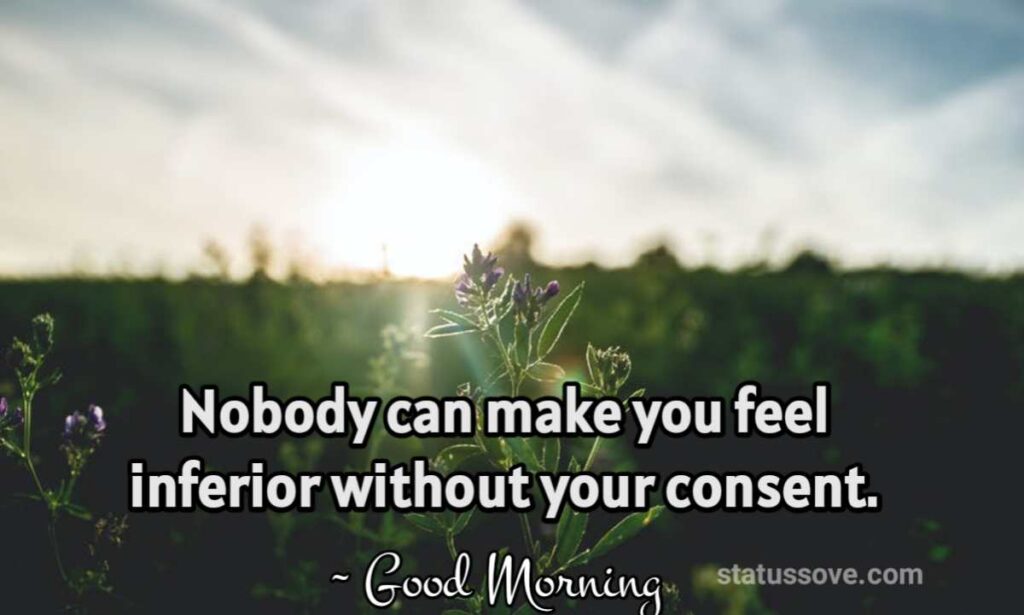 Nobody can make you feel inferior without your consent