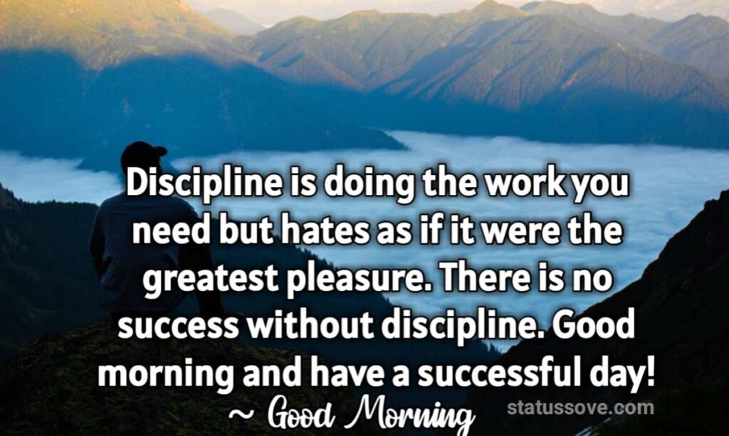 Discipline is doing the work you need but hates as if it were the greatest pleasure. There is no success without discipline. Good morning and have a successful day!